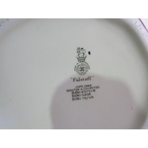 385 - Four toby jugs including two Burlington ware and Royal Doulton Beefeaters and Falstaff