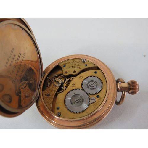 47 - Antique gold plated Waltham full hunter pocket watch A/F.