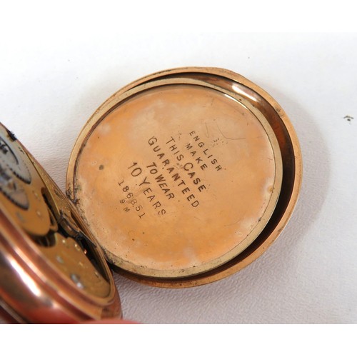 47 - Antique gold plated Waltham full hunter pocket watch A/F.