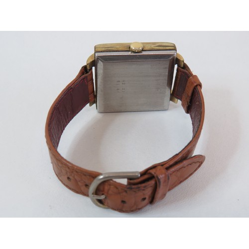 52 - Rotary Chunk square face mens automatic watch, working.