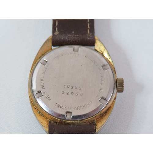 53 - 1970's Buler hand wind date watch, working.