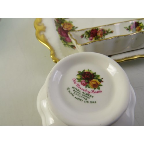37 - Royal Albert country roses tea service including cake stand, bell, trinkets etc