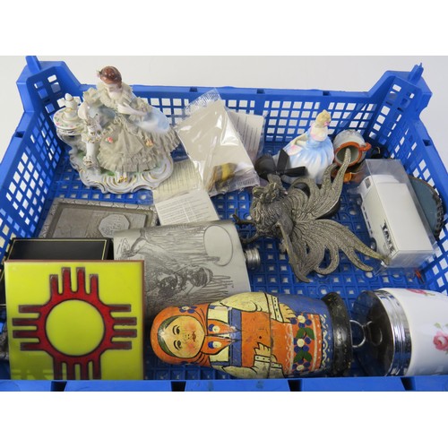 36 - Mixed lot of collectables including pewter, white metal cockerel, jewellery, gemstones etc