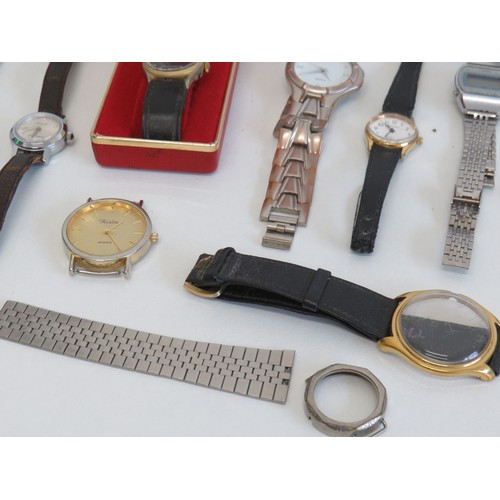 6 - Ten assorted watches and a watch head to include digital, timex, prestige etc