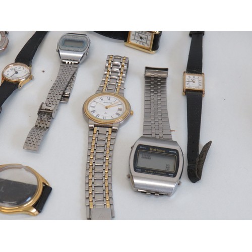 6 - Ten assorted watches and a watch head to include digital, timex, prestige etc