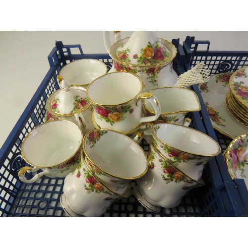 36A - Job lot of Royal Albert Country Roses to include teaset, plates, trinket pot etc