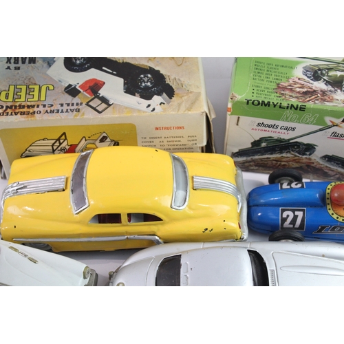 543 - Vintage Toy Cars Marx TOM X LINE Lincoln Tank Battery Operated Etc