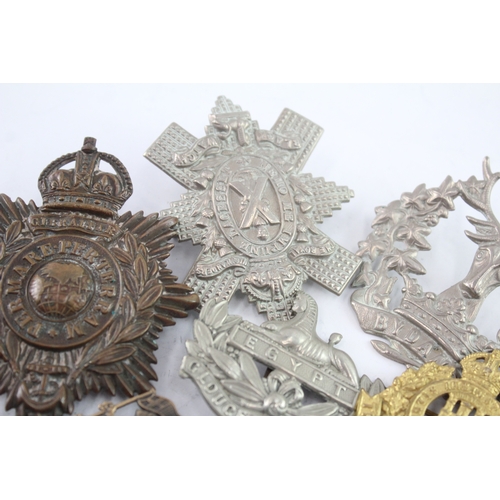 555 - Military Cap Badges Inc Black Watch, Dragoons, Royal Marines, Etc x 12