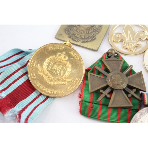 556 - Mixed Medals Inc WW1 French Croix De Guerre Red Cross Medal Etc