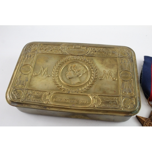 580 - Mounted WW2 France & Germany Medal Group & WW1 Princess Mary Tin