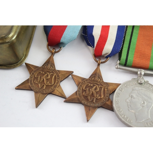 580 - Mounted WW2 France & Germany Medal Group & WW1 Princess Mary Tin