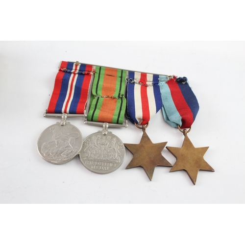 580 - Mounted WW2 France & Germany Medal Group & WW1 Princess Mary Tin