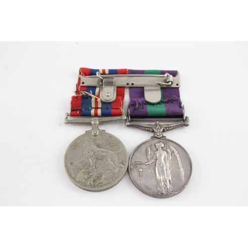 589 - Mounted WW2-GVI Medal Pair GSM Palestine 1945-48 15466408 Pte AJ Moore DWR