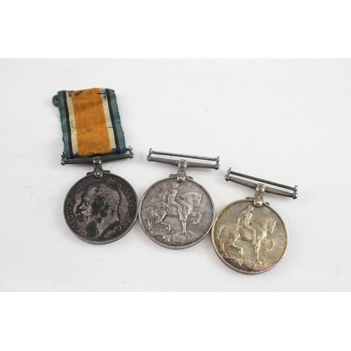 600 - WW1 War Medals, Pte Stewart Manch R, Pte Barnard Middx R & H. Casey Merch RN