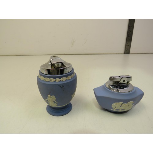 129 - Two Wedgewood jasper table lighters