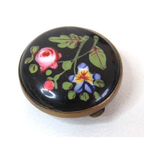 265 - Antique Victorian miniature petit point perfume bottle brooch and a Victorian hand painted Biedermei... 