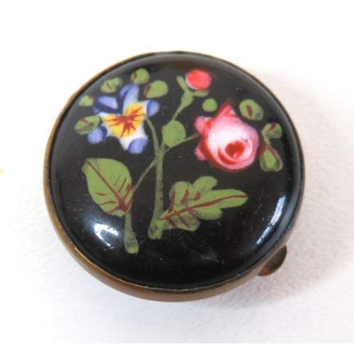 265 - Antique Victorian miniature petit point perfume bottle brooch and a Victorian hand painted Biedermei... 