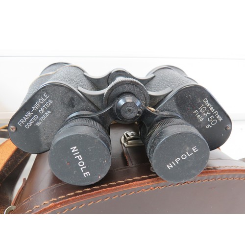 296 - Two pairs of binoculars with cases, Vespa Superfield 12x50 Field and Frank Nipole 10x50 Field, both ... 