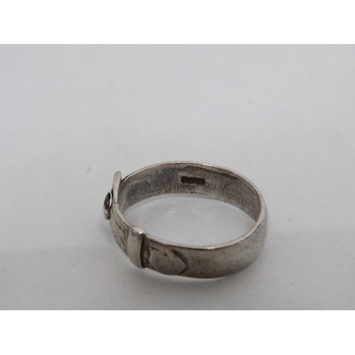 103 - Gents silver buckle ring- boxed