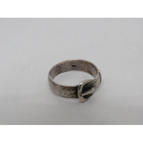 103 - Gents silver buckle ring- boxed