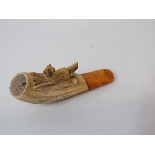 230 - Cased ornate meerschaum dog pipe