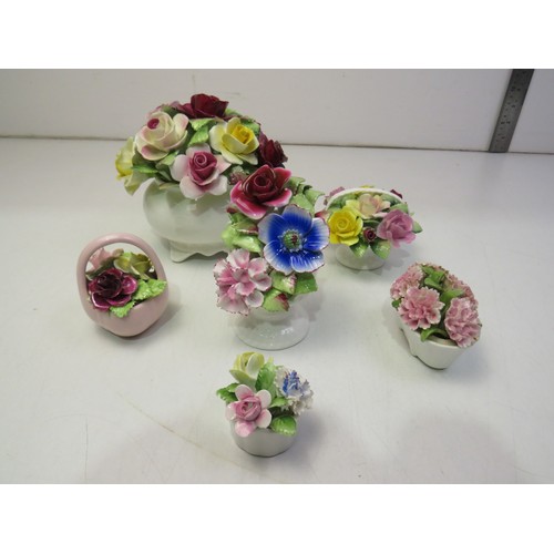145 - Bone China floral ornaments including Royal Adderley.