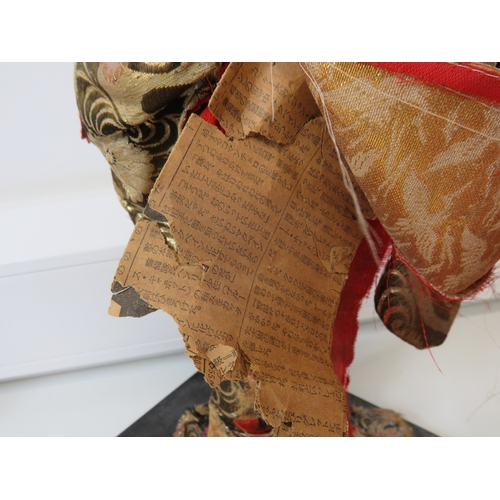 63 - Three large vintage Japanese Geisha/Komachi dolls with silk Kimonos on wooden stands.