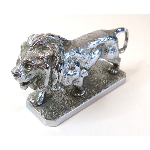 82 - Vintage heavy silver coloured lion figurine.