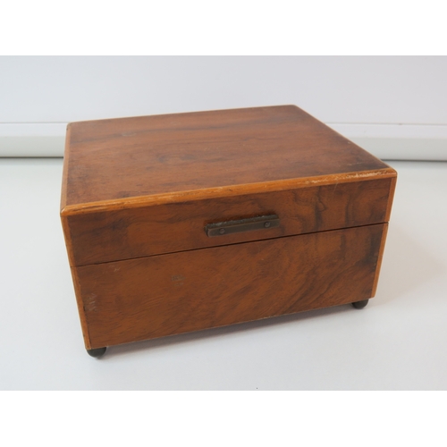 90 - Vintage wooden marquetry inlaid musical cigarette dispenser box and wooden musical ballerina jewelle... 