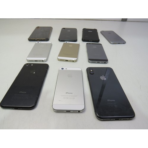10 Apple iphone various models - untestested