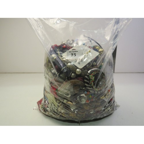 75 - 10kg bag of unsorted costume jewellery.