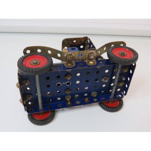 210 - 1950s Meccano tractor lorry and articulated low loader trailer.