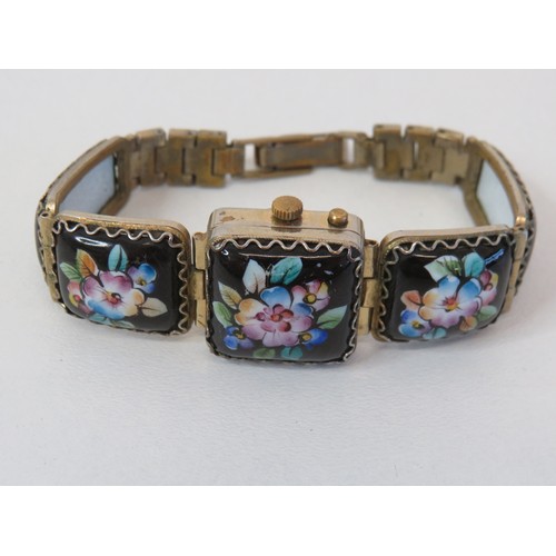 12 - Vintage ladies Lucerne enamel concealed push button watch