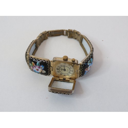 12 - Vintage ladies Lucerne enamel concealed push button watch