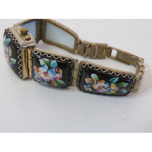 12 - Vintage ladies Lucerne enamel concealed push button watch