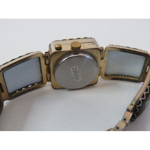 12 - Vintage ladies Lucerne enamel concealed push button watch