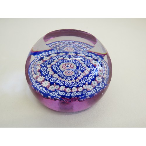 69 - Whitefriars lens cut Millefiori canes paperweight and Millefiori glass paperweight.
