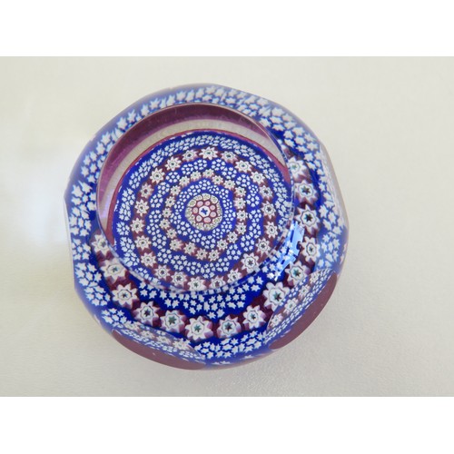 69 - Whitefriars lens cut Millefiori canes paperweight and Millefiori glass paperweight.