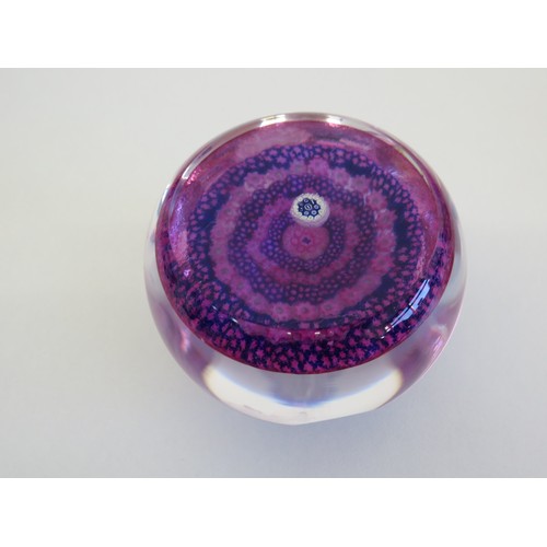 69 - Whitefriars lens cut Millefiori canes paperweight and Millefiori glass paperweight.