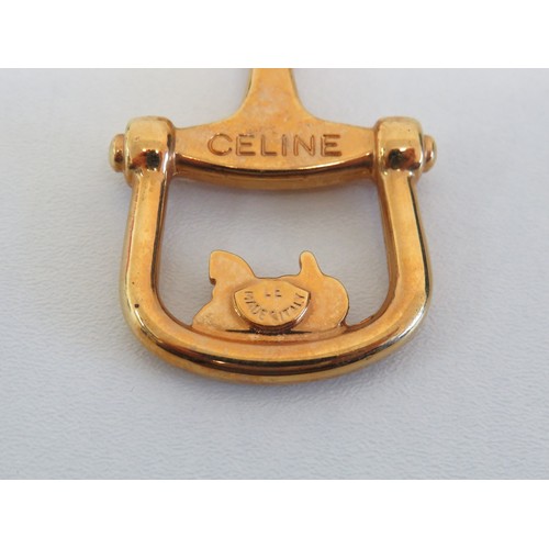 96 - Celine Caleche Italy gold plated Horsebit bag charm.
