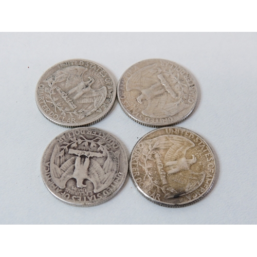 41B - Four USA silver Washington Quarter dollars 90% silver