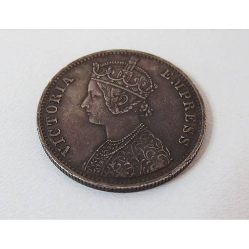 42 - Victoria Empress one silver 1891 Rupee rare coin in uncirculated condition.