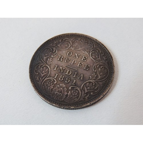 42 - Victoria Empress one silver 1891 Rupee rare coin in uncirculated condition.