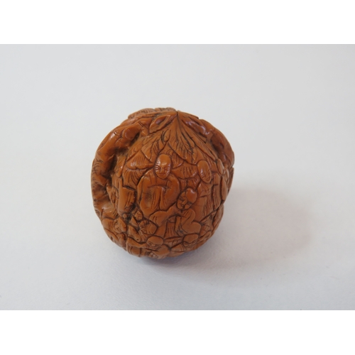 Chinese hand carved walnut shell