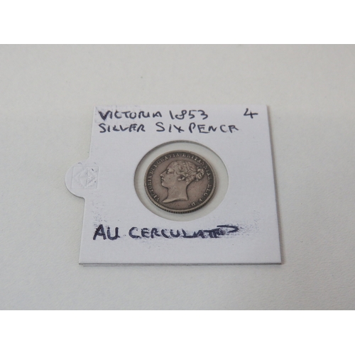 48 - Victoria 1853 full hair, AU condition.