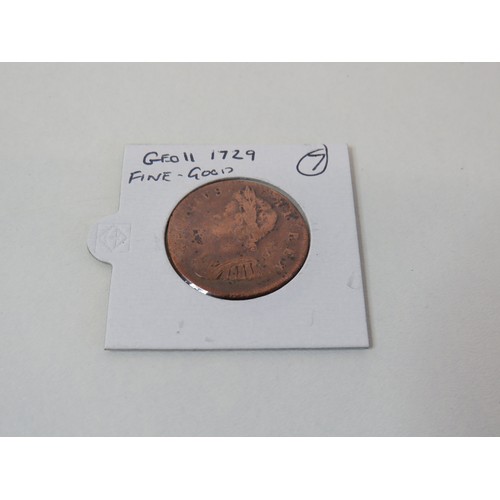 51 - George II 1729 Penny in fine condition with good lustre.