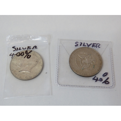 52 - Two USA silver Half Dollar coins 40% silver.