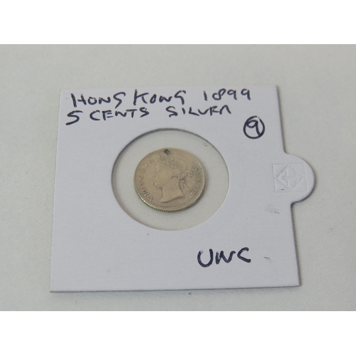 53 - Hong Kong 1899 silver 5 cents 80% uncirculated with Hola - Chinese Characters.