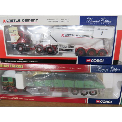 1 - Two boxed Corgi Limited Edition trucks to include Castle Cement and Brian Harris