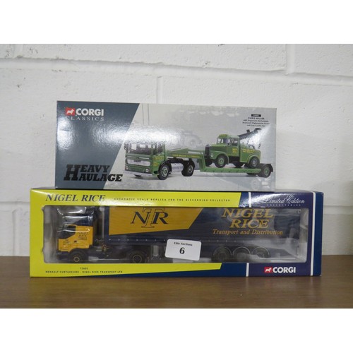 6 - Two boxed Corgi trucks to include classics Heavy Haulage Chris Miller and Limited Edition Nigel Rice